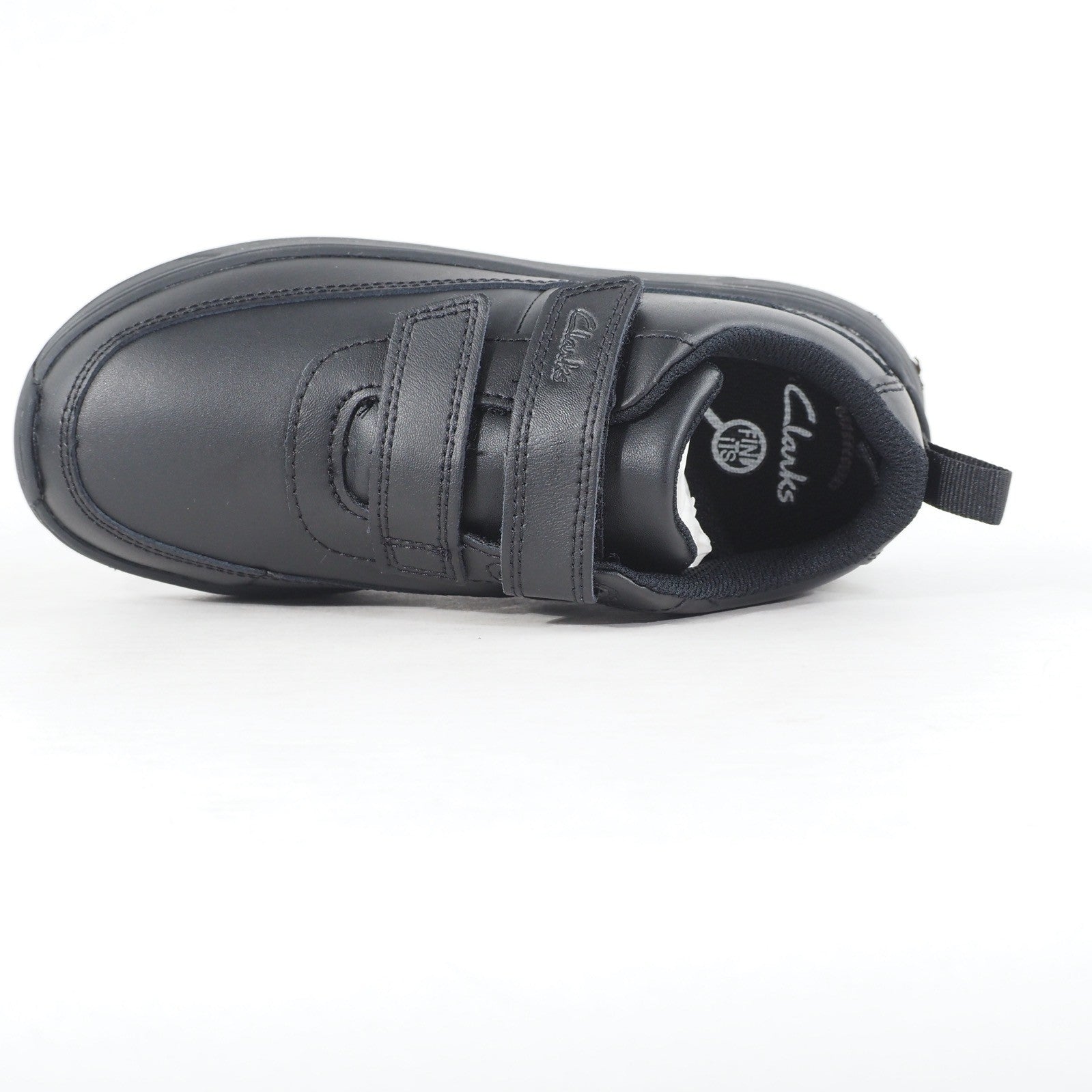 Boys Clarks Vibrant Glow Black Leather School Walking Strap Shoes H Fit