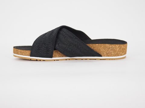 Womens Timberland Malibu Waves A1XXF Black Leather Slipper Casual Summer Sliders