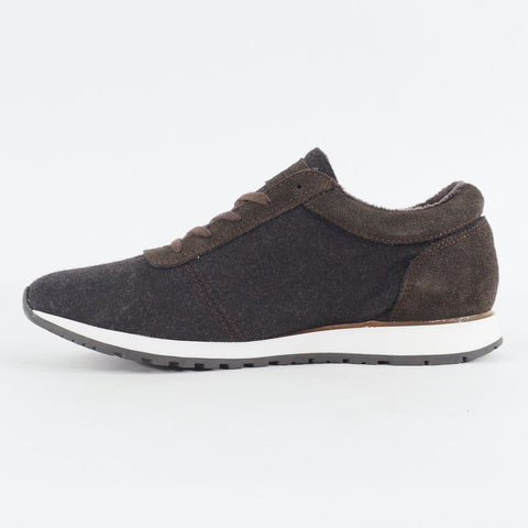 Mens Hackett Fox Run Sole 898DK Dark Brown Lace Up Casual Walking Fabric Shoes