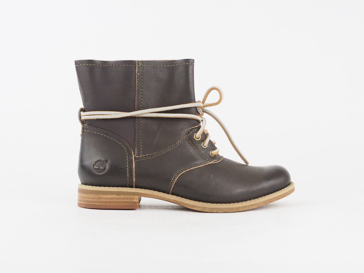 Womens Timberland Savin Hill 8409B Dark Tan Leather Casual Lace Ankle Boots