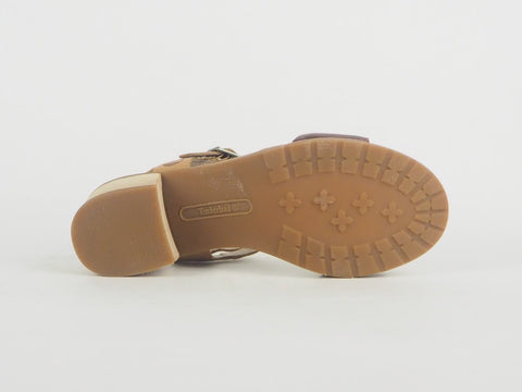 Womens Timberland EK Barnstead Double Buckle 8806A Leather Wheat Heels Sandals