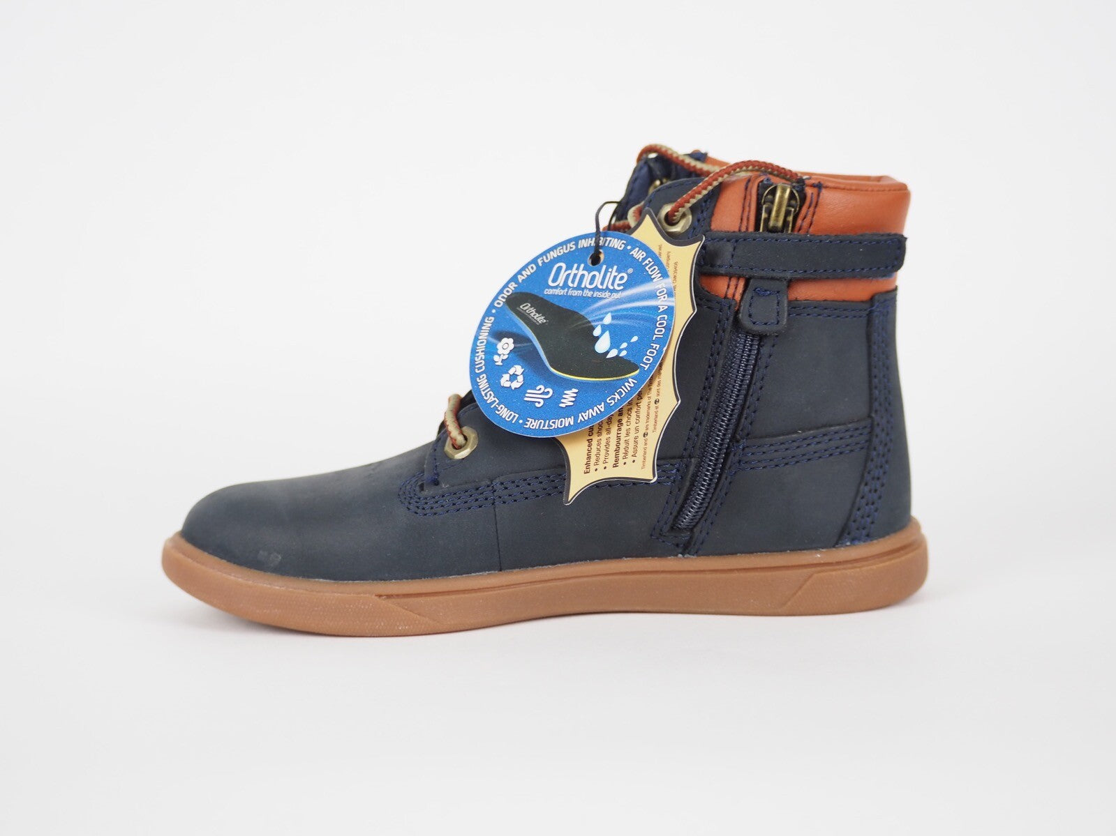 Boys Timberland Groveton A143X Blue Leather Lace Up Kids Winter Chukka Boots
