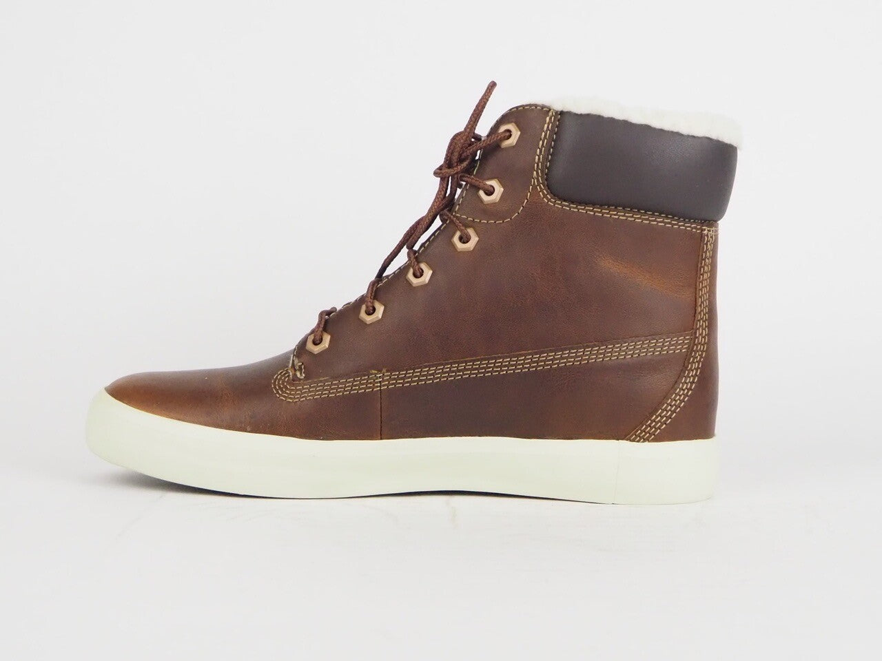 Womens Timberland Flannery 6 Inch A18XG Brown Leather Lace Up Chukka Fur Boots