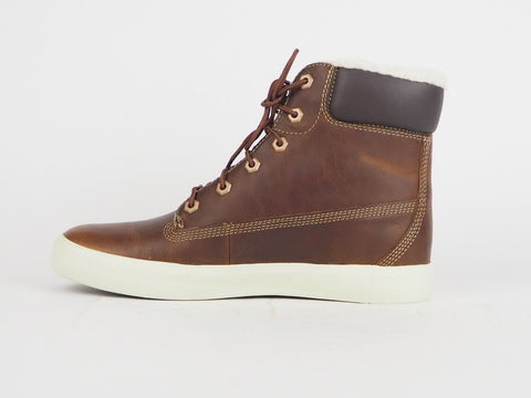 Womens Timberland Flannery 6 Inch A18XG Brown Leather Lace Up Chukka Fur Boots