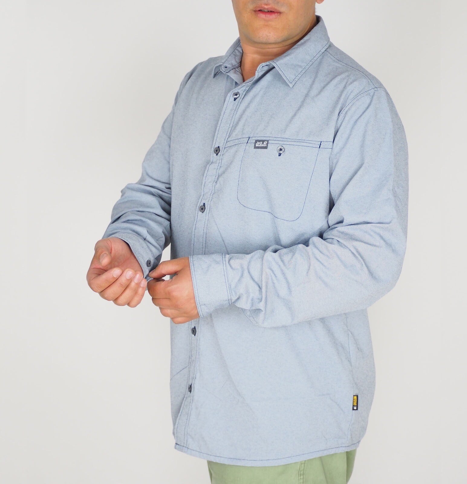 Mens Jack Wolfskin Mackay 1401881 Night Blue Long Sleeve Shirt 