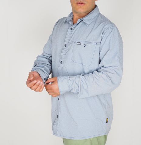 Mens Jack Wolfskin Mackay 1401881 Night Blue Long Sleeve Shirt 