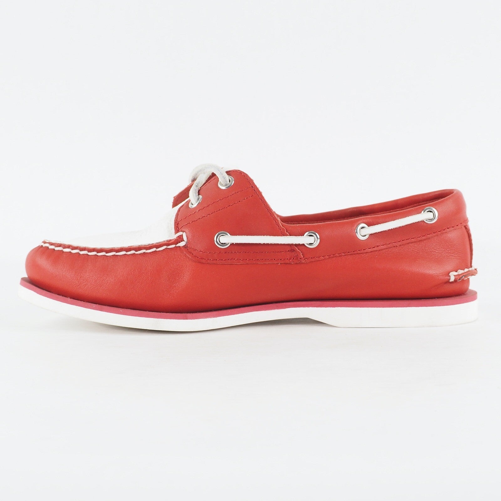 Mens Timberland Limited Edition A153X White / Red Leather Lace Casual Boat Shoes