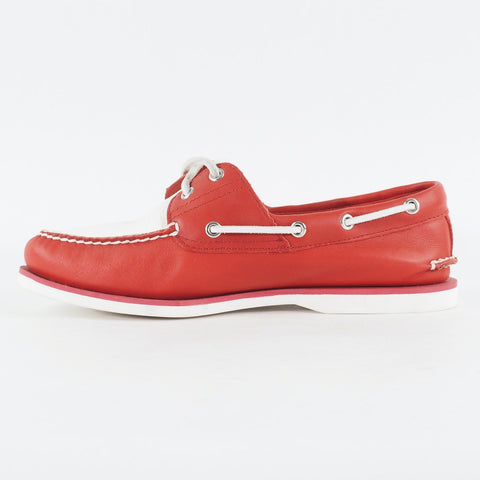Mens Timberland Limited Edition A153X White / Red Leather Lace Casual Boat Shoes