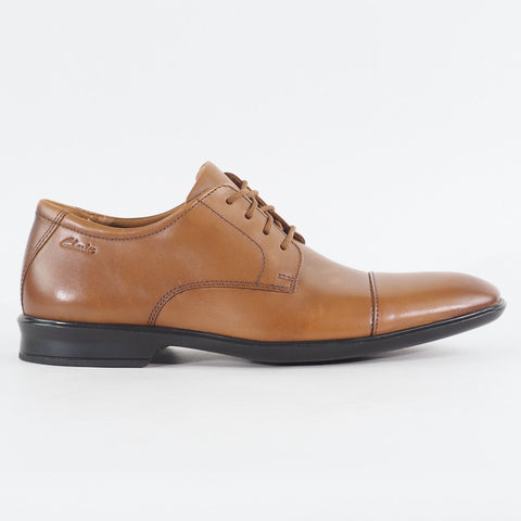 Mens Clarks Bensley Cap 15770 Dark Tan Leather Lace Up Formal Shoes