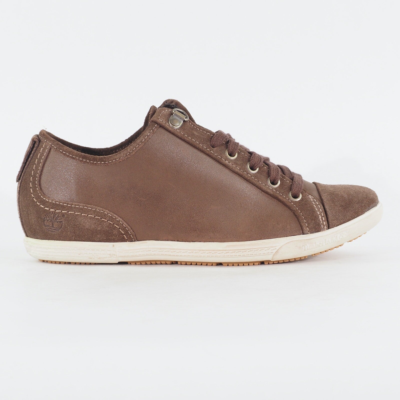 Womens Timberland Ekbalro Ox 3723R Dark Brown Leather Lace Low Top Casual Shoes