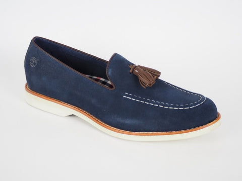 Mens Timberland Stormlite 9014B Navy Blue Leather Slip On Loafers Dress Shoes