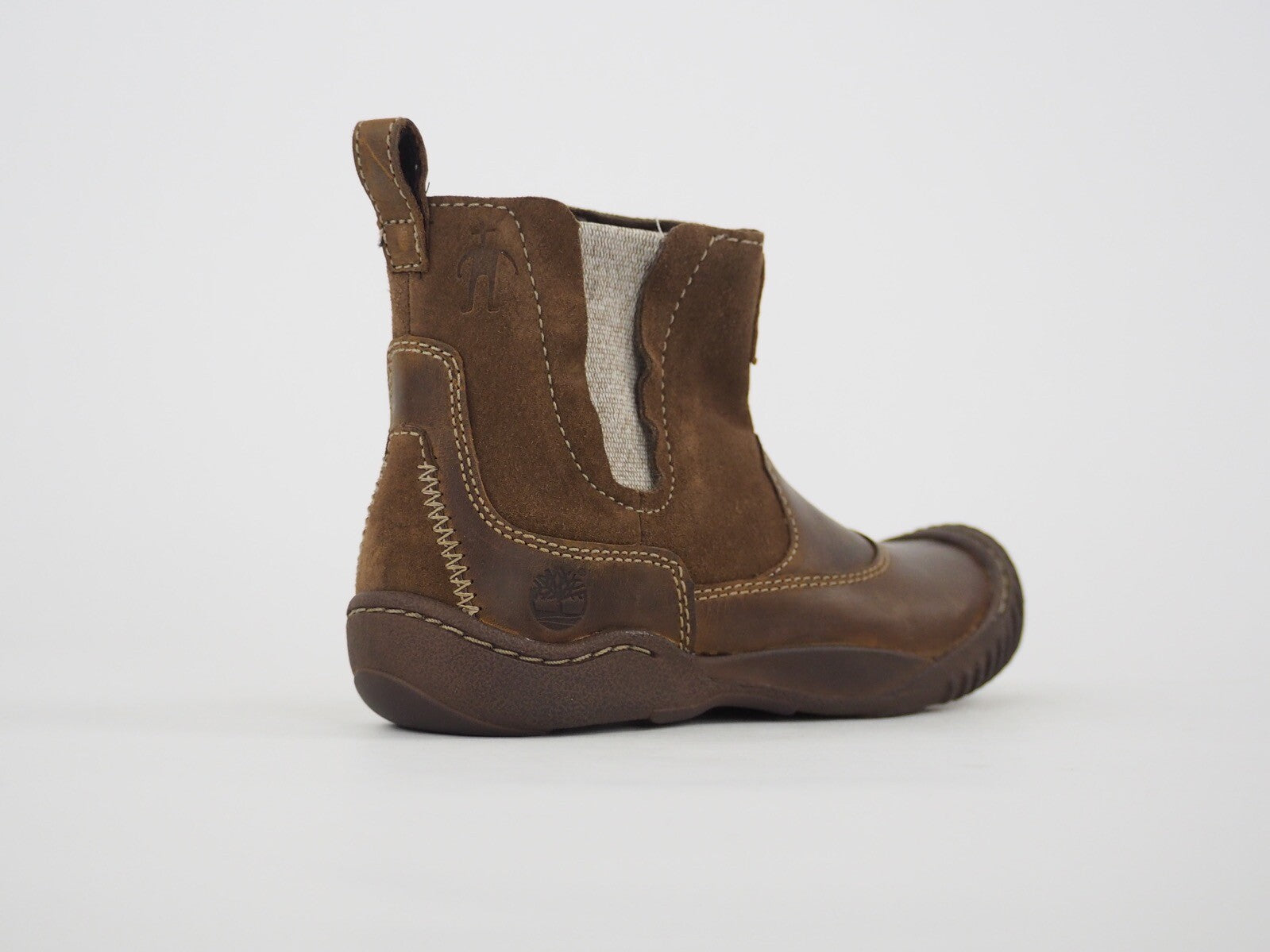 Children Timberland Crown PT 32709 Brown Leather Side Zip Kids Chelsea Boots
