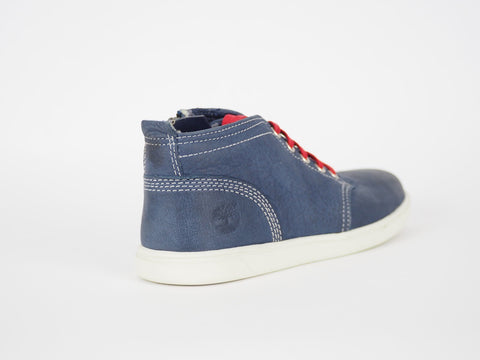 Boys Timberland Groveton 3271A Blue Leather Lace Up Side Zip Kids Casual Boots