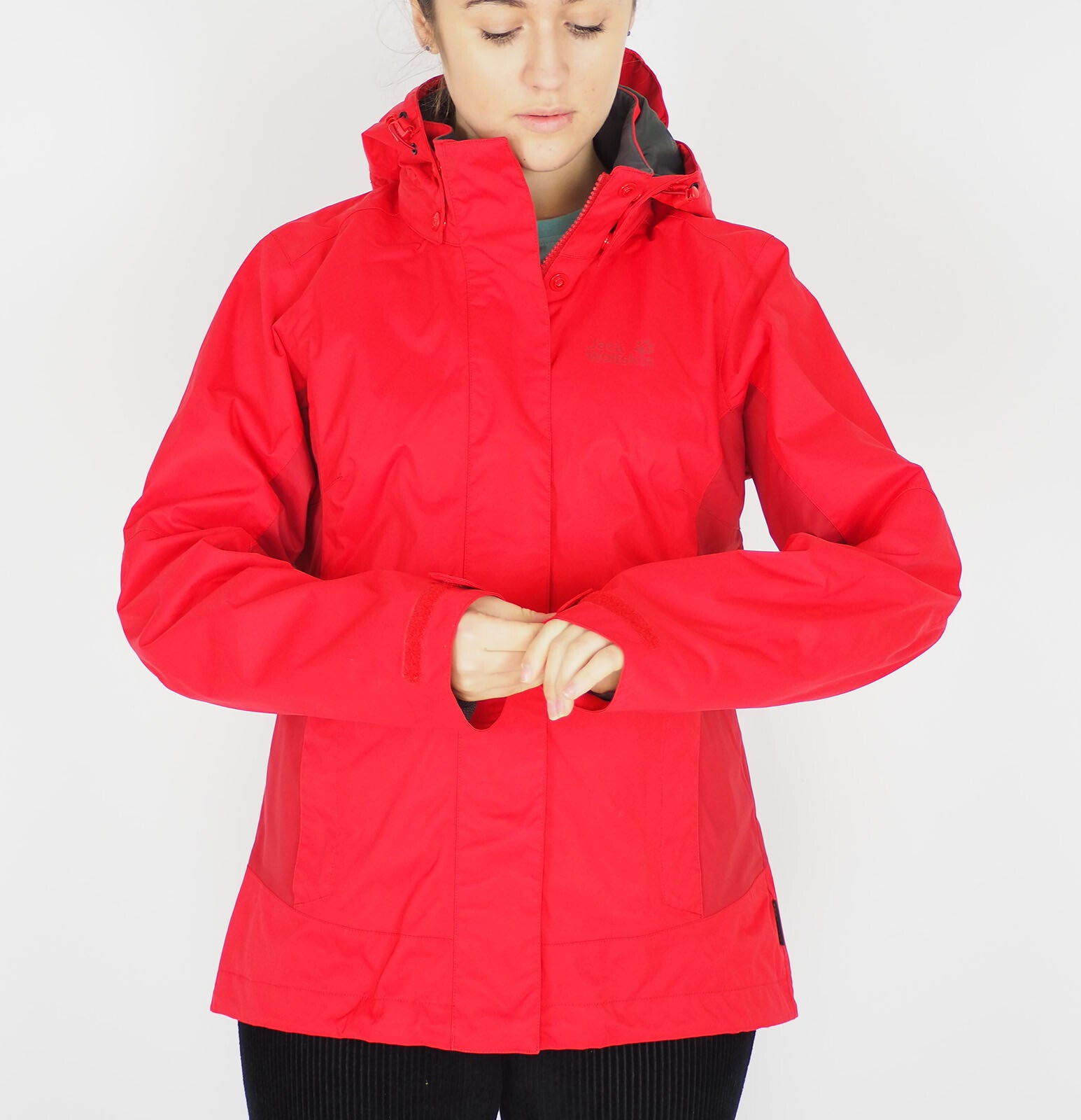 Womens Jack Wolfskin Targhee 5001593 Zip Up Red Fire Waterproof Hiking Jacket