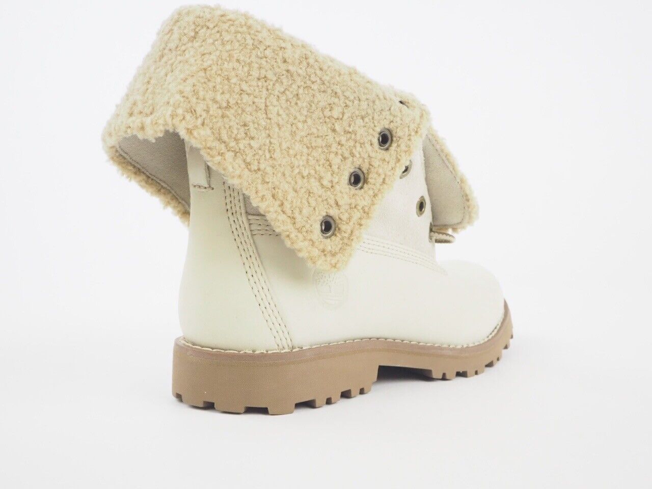 Youth Timberland Fold Over Premium 21726 Cream Leather Suede Boots