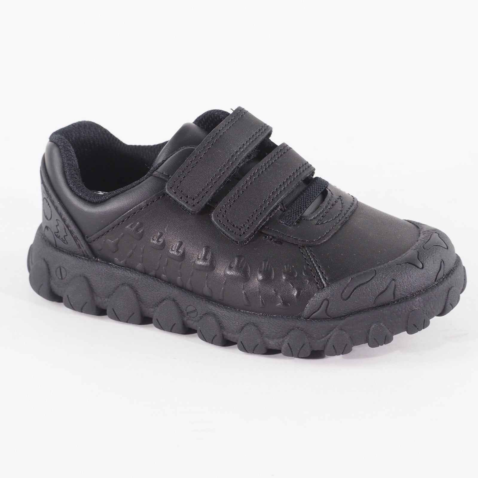 Boys Clarks Tyrex Ride Black Leather Double Strap School Walking Kids Shoes