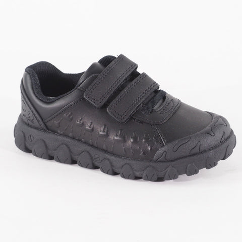 Boys Clarks Tyrex Ride Black Leather Double Strap School Walking Kids Shoes