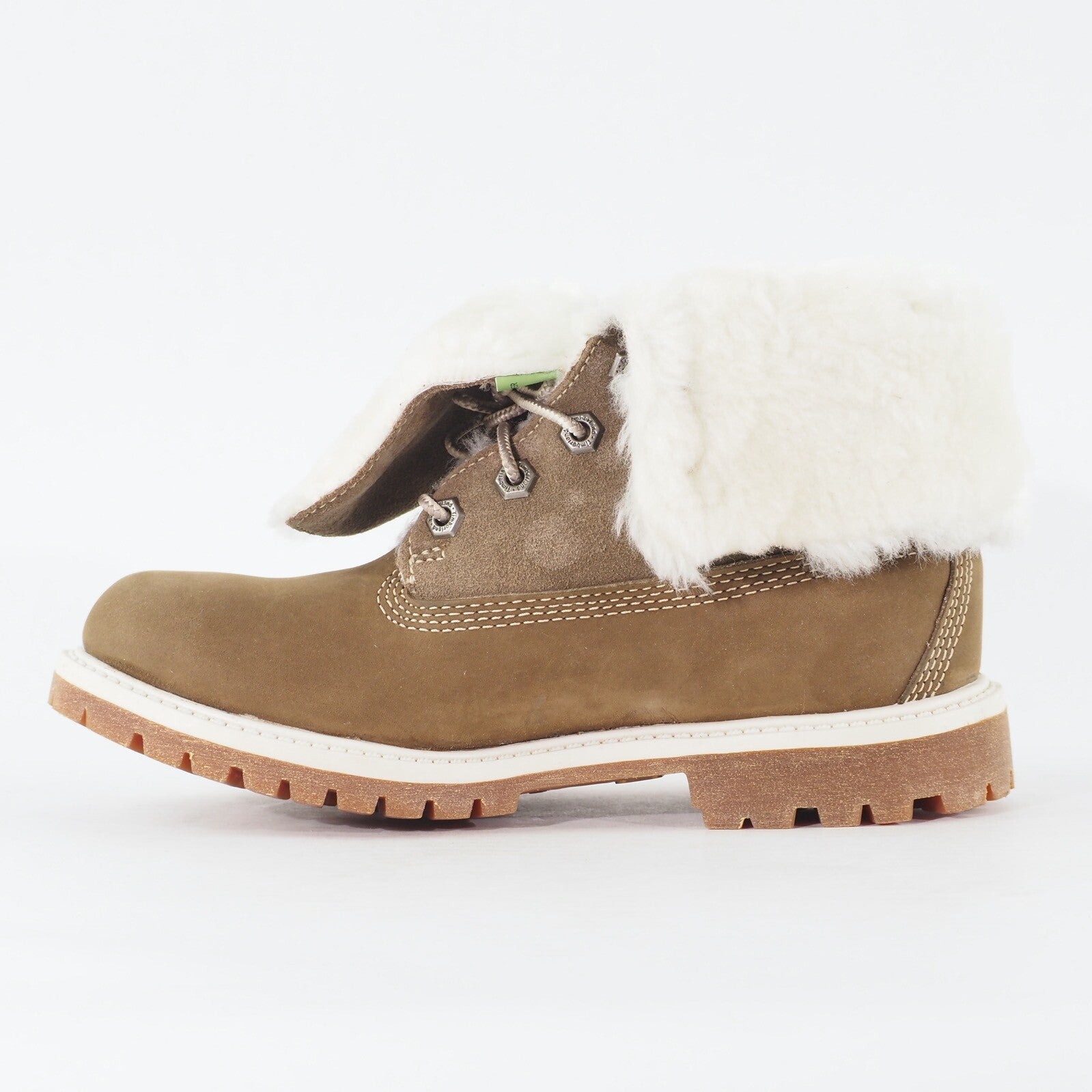 Womens Timberland Authentics 26648 Taupe Leather Lace Up Casual Furr In Boots