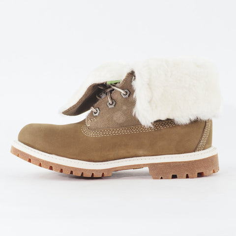 Womens Timberland Authentics 26648 Taupe Leather Lace Up Casual Furr In Boots