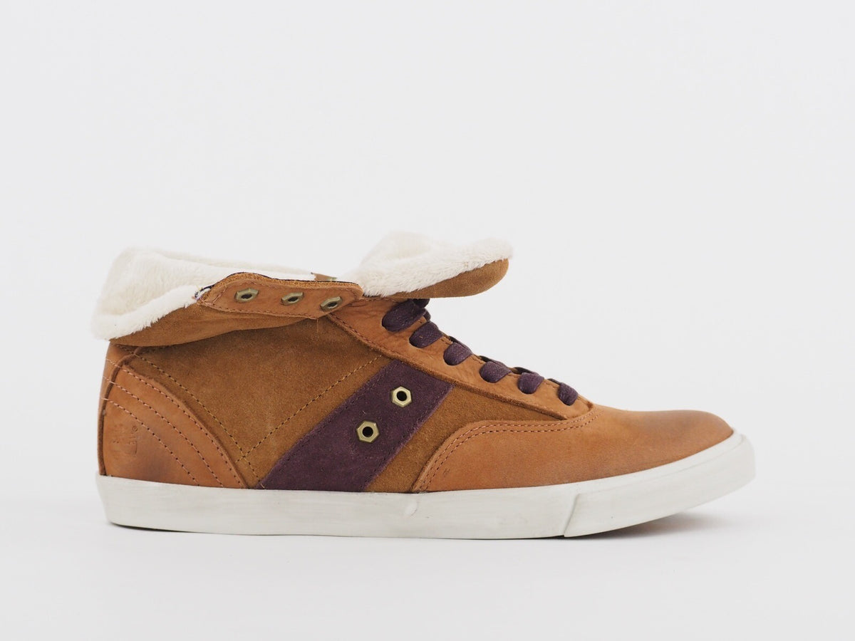 Womens Timberland Glastenbury 8446A Light Brown Leather Trainers Fold Over Boots