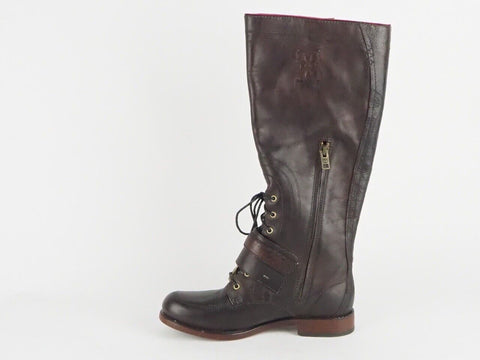 Womens Timberland Lucille 20645 LeatherDark Brown Zip Up Buckle High Boots 