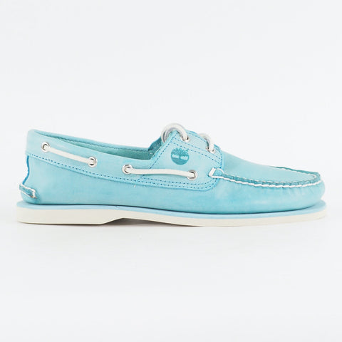 Mens Timberland Classic 2 Eyed A130B Blue Leather Lace Up Casual Boat Shoes