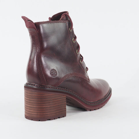 Womens Timberland Sienna High A23M6 Burgundy Leather Lace Up Casual Ankle Boots