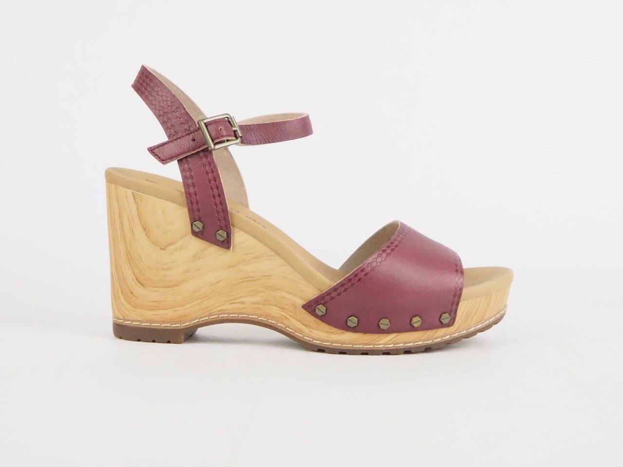 Womens Timberland EK Tilden Bkstrp 8823A Leather Burgundy Heels Summer Sandals