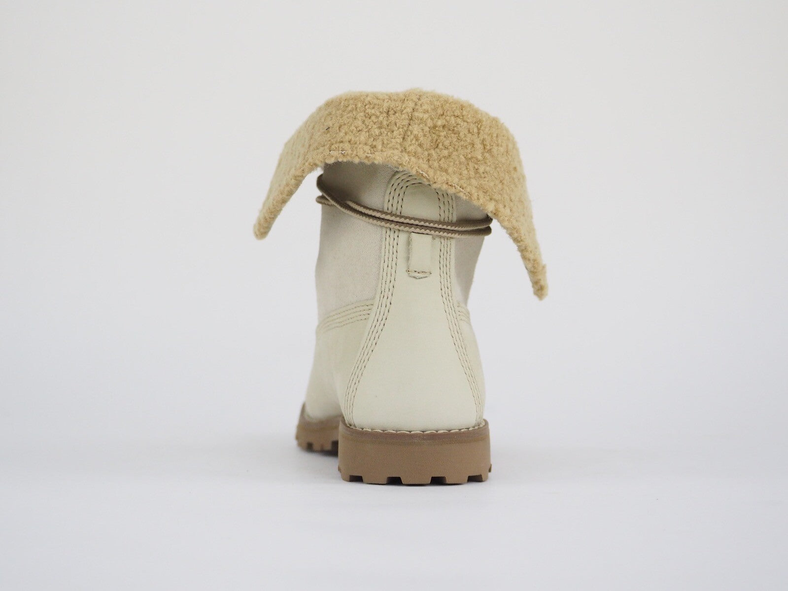 Girls Timberland Shearling 21826 White Leather Fold Down Cotton In Winter Boots