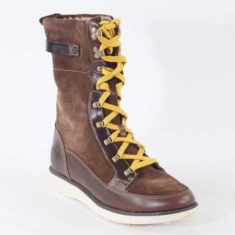 Womens Timberland Brattle Tall 18655 Dark Brown Leather Lace Up Mid Casual Boots