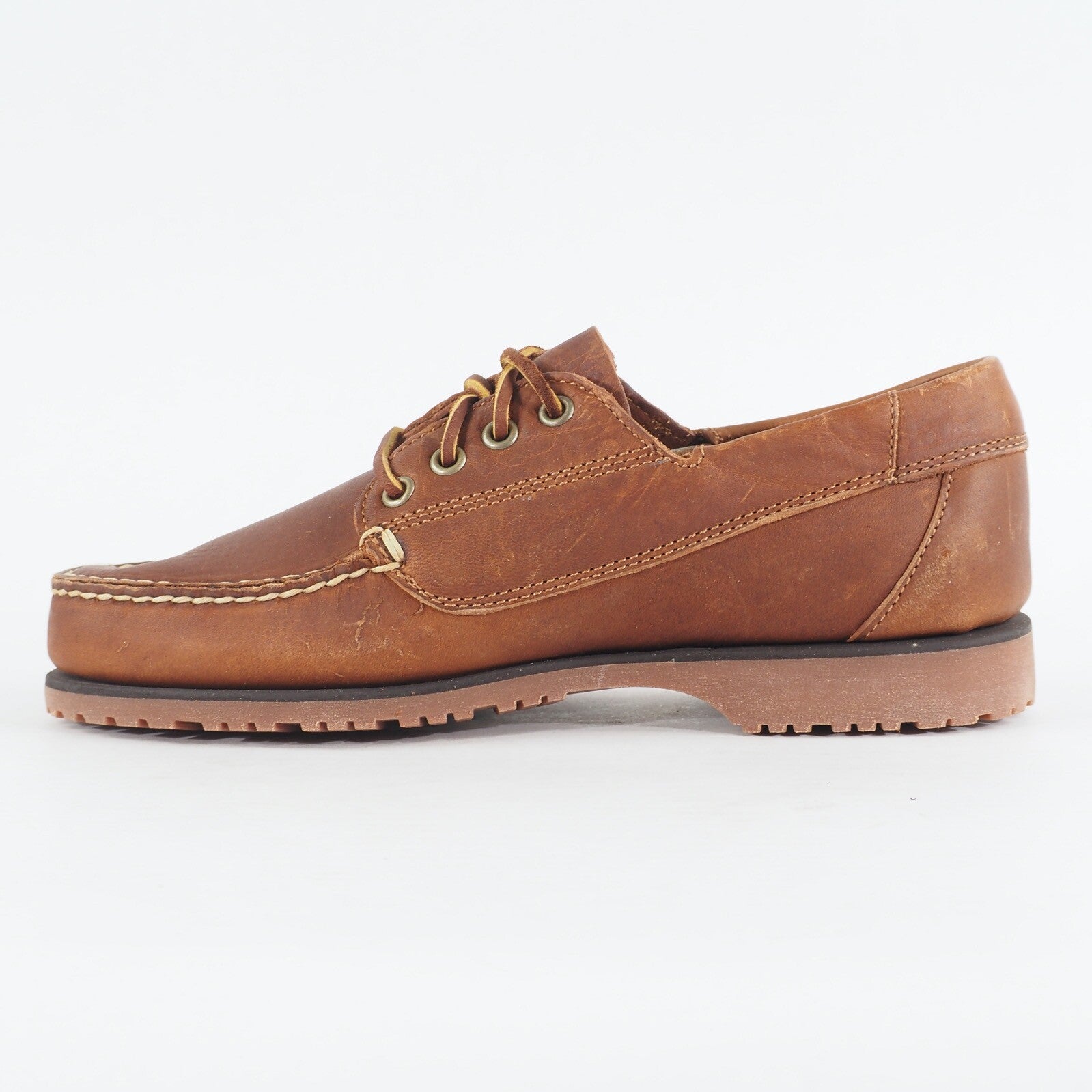 Mens Timberland Elisville 6123R Light Brown Leather Lace Up Casual Boat Shoes