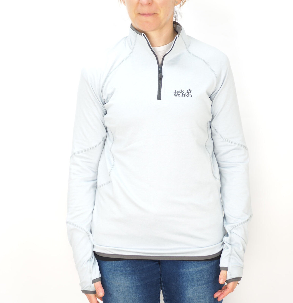 Womens Jack Wolfskin Sutherland Shirt 1702641 Grey Haze Half Zip Light Pullover