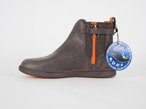 Boys Timberland Groveton A18OK Mulch Brown Leather Zip Up Chelsea Boots