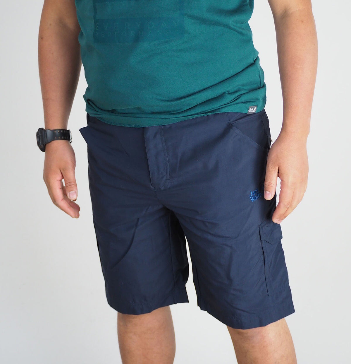 Mens Jack Wolfskin Barrington 5004512 Night Blue Comfort Fit Light Summer Shorts