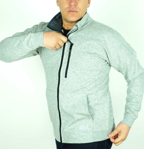 Mens Jack Wolfskin Nanuk 1707241 Light Grey Zip Up Warm Insulated Sweatshirt