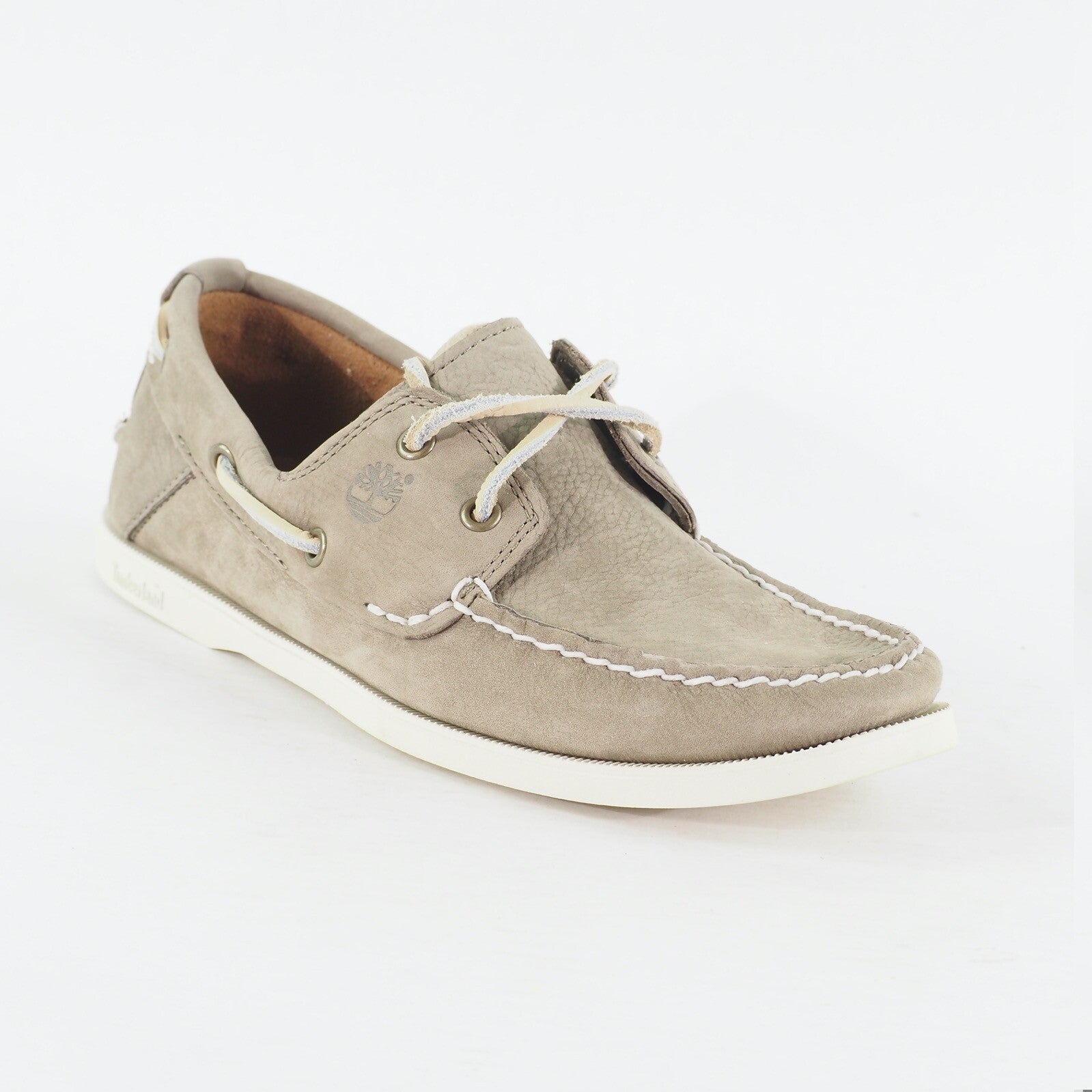 Mens Timberland Heritage 2 Eye 6366A Light Grey Leather Lace Casual Boat Shoes