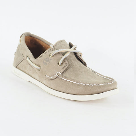 Mens Timberland Heritage 2 Eye 6366A Light Grey Leather Lace Casual Boat Shoes