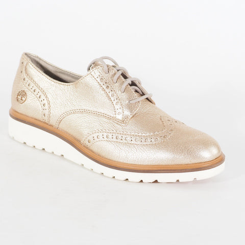 Womens Timberland Ellis Street Oxford A1XUA Gold Leather Lace Up Walking Shoes