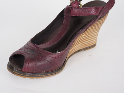 Womens Timberland Maeslin T-Bar 18624 Burgundy Slingback Leather Sandals UK 6.5
