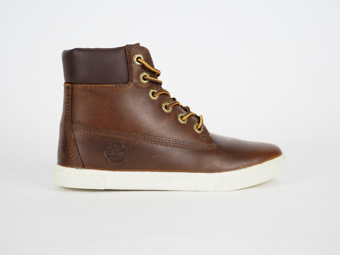 Boys Timberland EK 2.0 6 Inch 1675A Brown Leather Laced Zip Winter Chukka Boots