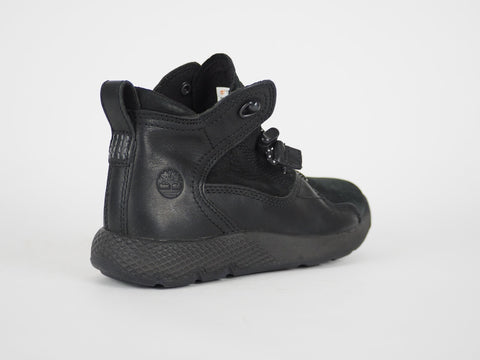 Boys Timberland EK A1I55 Black Leather Laced Toggle Ankle Boots