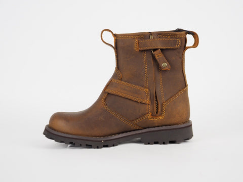 Infants Timberland Asphalt 1382R Dark Brown Leather Side Zip Warm Chelsea Boots