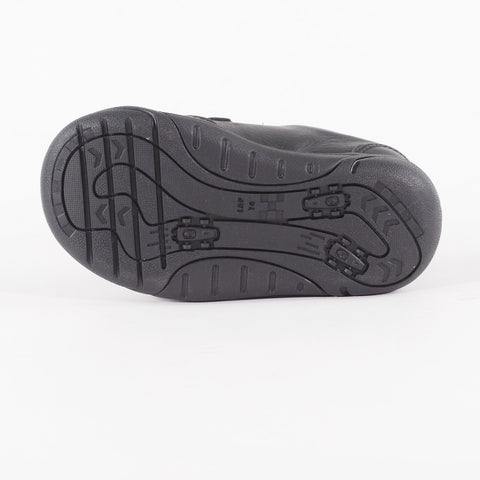 Boys Clarks Lilfolkzoo Pre Black Leather Double Strap School Walking Shoes