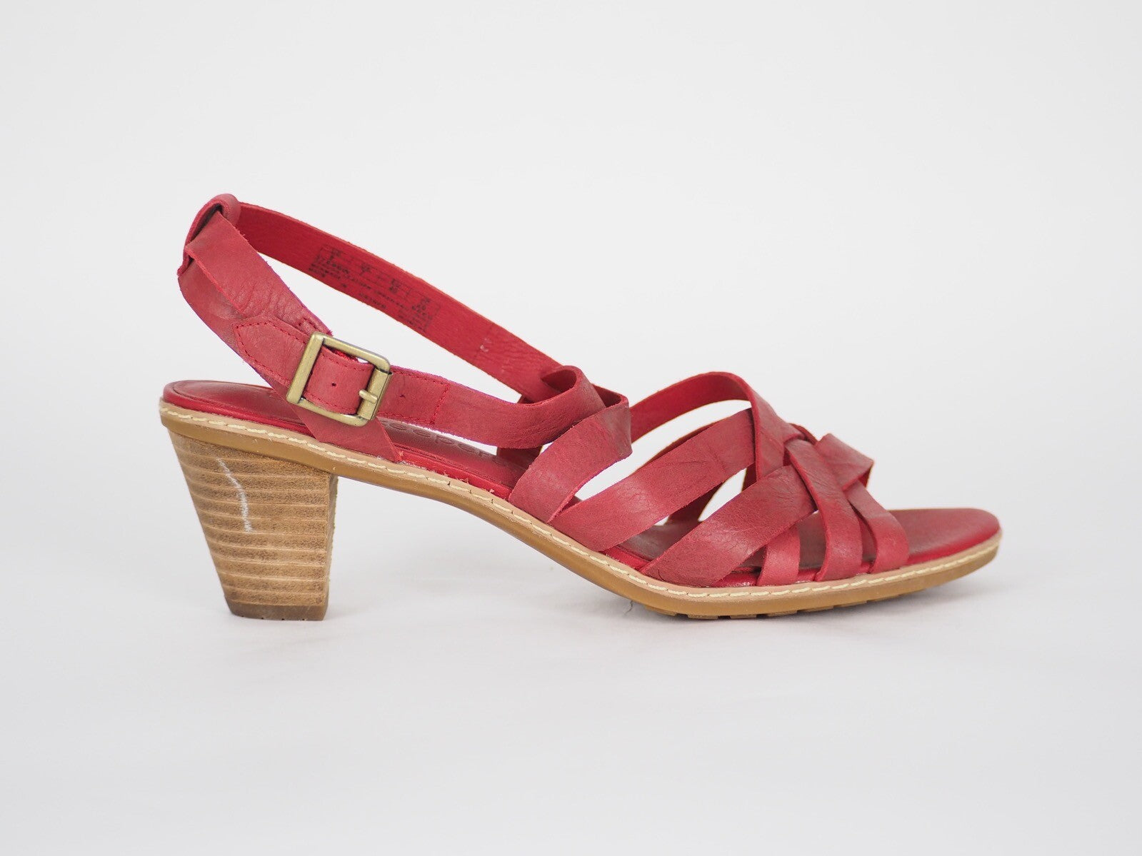 Womens Timberland EK 27690 Red Leather High Heel Summer Casual Strappy Sandals