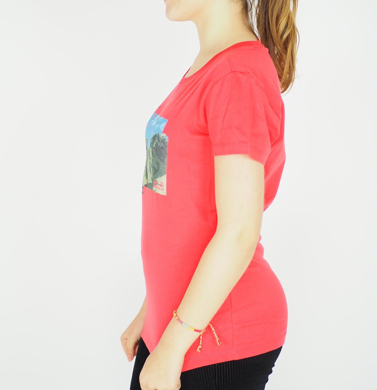 Womens Jack Wolfskin Print 1802601 Hisbiscus Red Short Sleeve T-Shirt