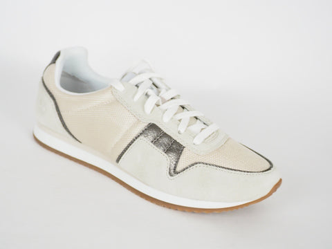 Womens Timberland Retro Runner A1G5J Beige Leather Lace Up Casual Low Trainers