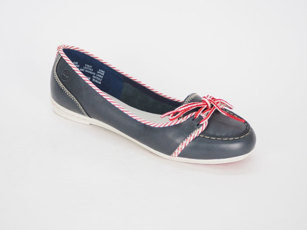 Womens Timberland Belle Island 24647 Navy Blue Leather Casual Ballerina Flats