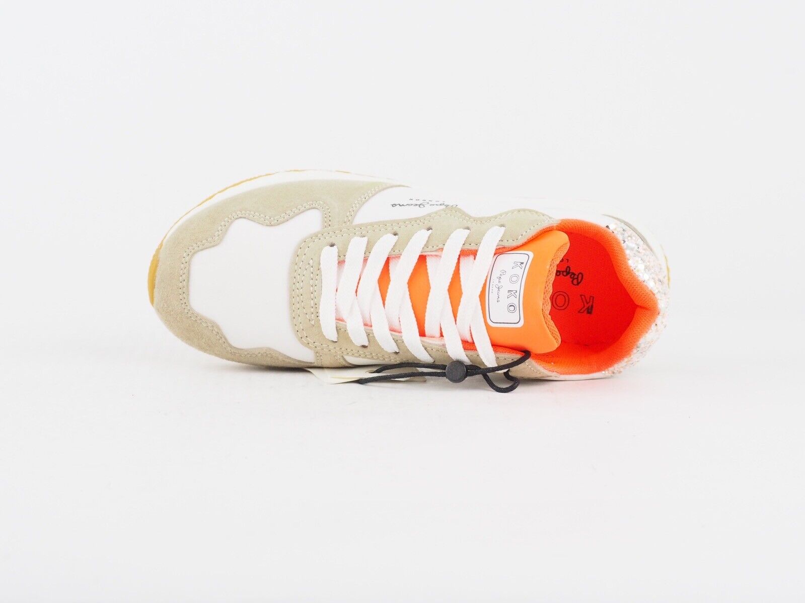 Womens Pepe Jeans Koko Sweet PLS30843 White Beige Lace Up Casual Sports Trainers