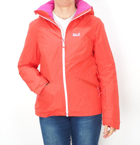 Womens Jack Wolfskin Good Alpine 1111631 Orange Coral Zip Up Waterproof Jacket