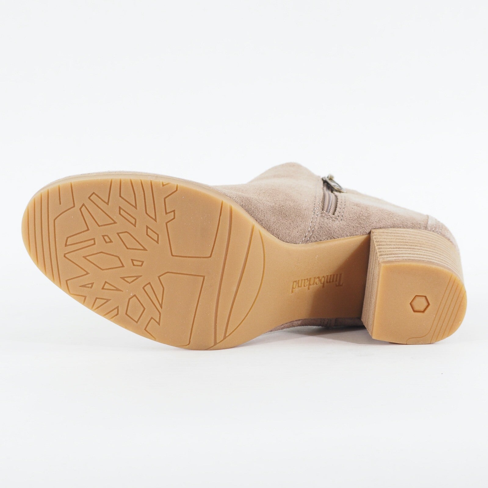 Womens Timberland Eleanor A1XTN Light Taupe Leather Zip Up Heeled Ankle Boots